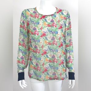 Equipment Femme Silk Sheer Floral Top Blouse Long Sleeve